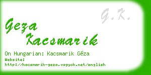 geza kacsmarik business card